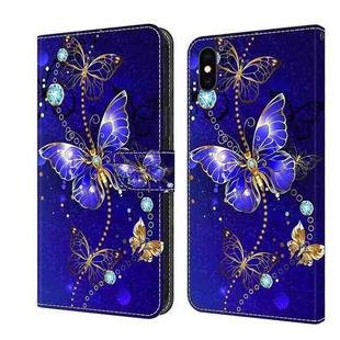 For iPhone XS Max Crystal 3D Shockproof Protective Leather Phone Case(Diamond Butterfly)