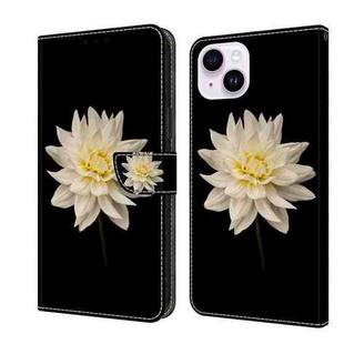 For iPhone 15 Plus Crystal 3D Shockproof Protective Leather Phone Case(White Flower)