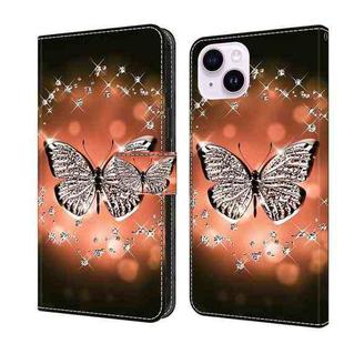 For iPhone 15 Plus Crystal 3D Shockproof Protective Leather Phone Case(Crystal Butterfly)
