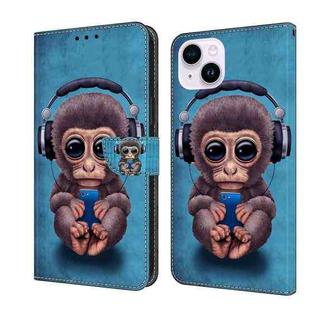 For iPhone 15 Plus Crystal 3D Shockproof Protective Leather Phone Case(Orangutan)