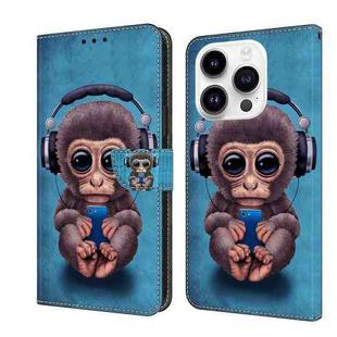 For iPhone 15 Pro Crystal 3D Shockproof Protective Leather Phone Case(Orangutan)