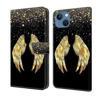 For iPhone 15 Crystal 3D Shockproof Protective Leather Phone Case(Golden Wings)