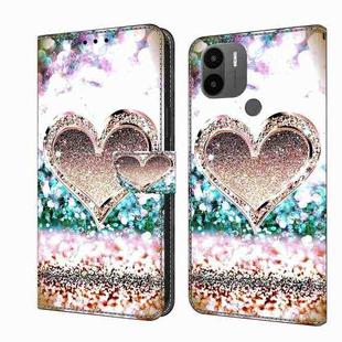 For Xiaomi Redmi A1+ / A2 / A2+ Crystal 3D Shockproof Protective Leather Phone Case(Pink Diamond Heart)