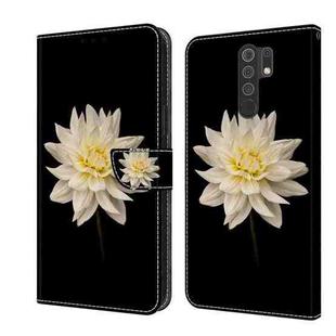 For Xiaomi Redmi 9 Crystal 3D Shockproof Protective Leather Phone Case(White Flower)