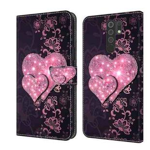 For Xiaomi Redmi 9 Crystal 3D Shockproof Protective Leather Phone Case(Lace Love)