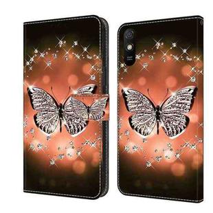 For Xiaomi Redmi 9A Crystal 3D Shockproof Protective Leather Phone Case(Crystal Butterfly)