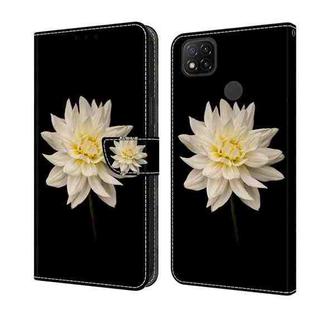 For Xiaomi Redmi 9C Crystal 3D Shockproof Protective Leather Phone Case(White Flower)