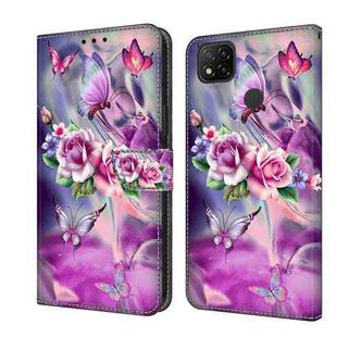 For Xiaomi Redmi 9C Crystal 3D Shockproof Protective Leather Phone Case(Butterfly)