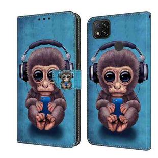 For Xiaomi Redmi 9C Crystal 3D Shockproof Protective Leather Phone Case(Orangutan)