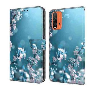 For Xiaomi Redmi 9T Crystal 3D Shockproof Protective Leather Phone Case(Plum Flower)