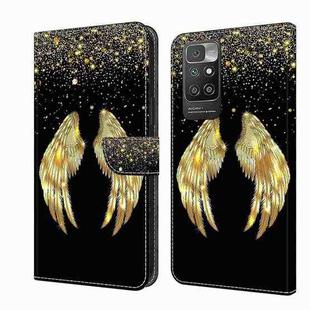 For Xiaomi Redmi 10 Crystal 3D Shockproof Protective Leather Phone Case(Golden Wings)