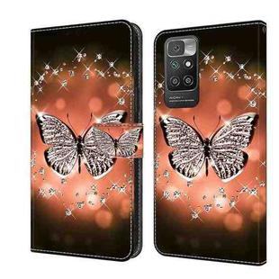 For Xiaomi Redmi 10 Crystal 3D Shockproof Protective Leather Phone Case(Crystal Butterfly)