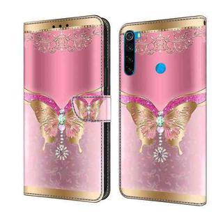 For Xiaomi Redmi Note 8 Crystal 3D Shockproof Protective Leather Phone Case(Pink Bottom Butterfly)