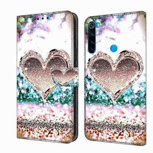 For Xiaomi Redmi Note 8 Crystal 3D Shockproof Protective Leather Phone Case(Pink Diamond Heart)
