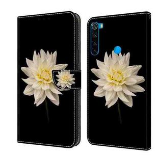 For Xiaomi Redmi Note 8 Crystal 3D Shockproof Protective Leather Phone Case(White Flower)