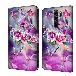 For Xiaomi Redmi Note 8 Pro Crystal 3D Shockproof Protective Leather Phone Case(Butterfly)