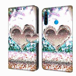 For Xiaomi Redmi Note 8T Crystal 3D Shockproof Protective Leather Phone Case(Pink Diamond Heart)