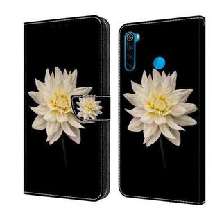 For Xiaomi Redmi Note 8T Crystal 3D Shockproof Protective Leather Phone Case(White Flower)