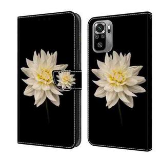 For Xiaomi Redmi Note 10 4G Crystal 3D Shockproof Protective Leather Phone Case(White Flower)
