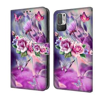 For Xiaomi Redmi Note 10 5G Crystal 3D Shockproof Protective Leather Phone Case(Butterfly)