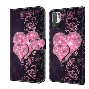 For Xiaomi Redmi Note 10 5G Crystal 3D Shockproof Protective Leather Phone Case(Lace Love)