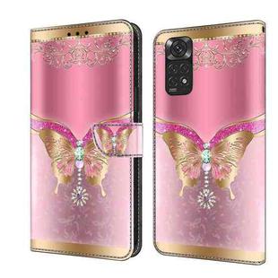 For Xiaomi Redmi Note 11 Global Crystal 3D Shockproof Protective Leather Phone Case(Pink Bottom Butterfly)