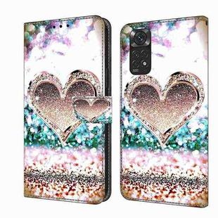 For Xiaomi Redmi Note 11 Global Crystal 3D Shockproof Protective Leather Phone Case(Pink Diamond Heart)