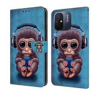 For Xiaomi Redmi 11A 4G / Redmi 12C Global Crystal 3D Shockproof Protective Leather Phone Case(Orangutan)
