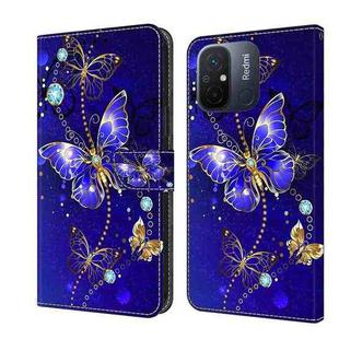 For Xiaomi Redmi 11A 4G / Redmi 12C Global Crystal 3D Shockproof Protective Leather Phone Case(Diamond Butterfly)