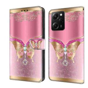 For Xiaomi Redmi Note 12 Pro Global Crystal 3D Shockproof Protective Leather Phone Case(Pink Bottom Butterfly)