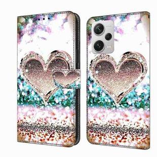 For Xiaomi Redmi Note 12 Pro+ Crystal 3D Shockproof Protective Leather Phone Case(Pink Diamond Heart)