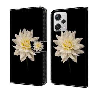 For Xiaomi Redmi Note 12 Pro+ Crystal 3D Shockproof Protective Leather Phone Case(White Flower)