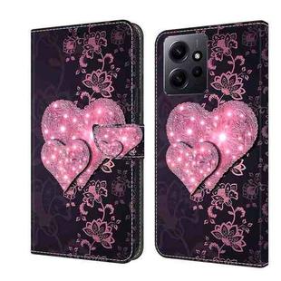 For Xiaomi Redmi Note 12 4G Crystal 3D Shockproof Protective Leather Phone Case(Lace Love)