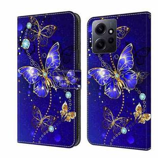 For Xiaomi Redmi Note 12 4G Crystal 3D Shockproof Protective Leather Phone Case(Diamond Butterfly)