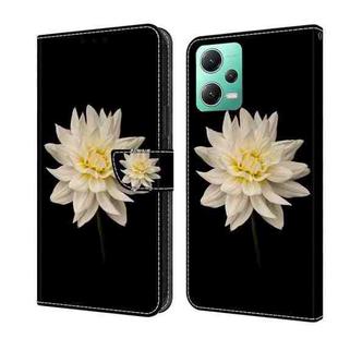 For Xiaomi Redmi Note 12 5G Global / Poco X5 Crystal 3D Shockproof Protective Leather Phone Case(White Flower)