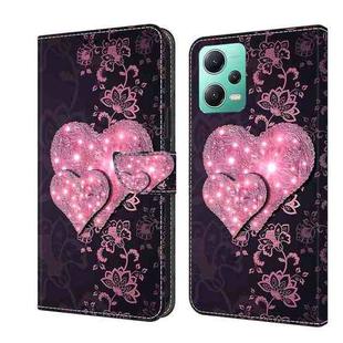 For Xiaomi Redmi Note 12 5G Global / Poco X5 Crystal 3D Shockproof Protective Leather Phone Case(Lace Love)