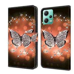 For Xiaomi Redmi Note 12 5G Global / Poco X5 Crystal 3D Shockproof Protective Leather Phone Case(Crystal Butterfly)