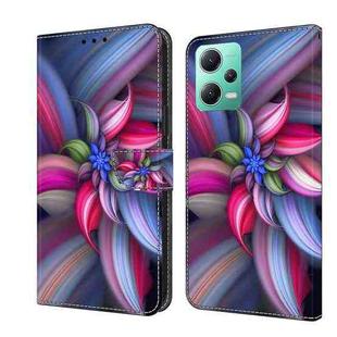 For Xiaomi Redmi Note 12 5G Global / Poco X5 Crystal 3D Shockproof Protective Leather Phone Case(Colorful Flower)