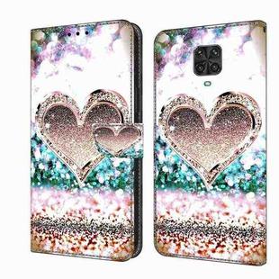 For Xiaomi Redmi Note 9 Pro Crystal 3D Shockproof Protective Leather Phone Case(Pink Diamond Heart)