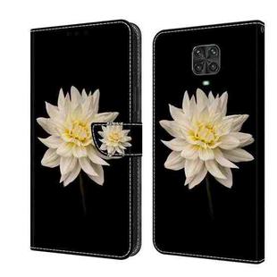 For Xiaomi Redmi Note 9 Pro Crystal 3D Shockproof Protective Leather Phone Case(White Flower)