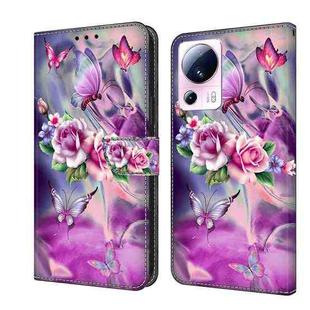 For Xiaomi 13 Lite Crystal 3D Shockproof Protective Leather Phone Case(Butterfly)