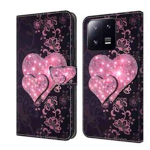 For Xiaomi 13 Pro Crystal 3D Shockproof Protective Leather Phone Case(Lace Love)