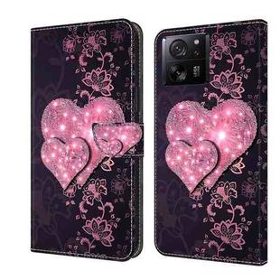 For Xiaomi 13T Pro Crystal 3D Shockproof Protective Leather Phone Case(Lace Love)