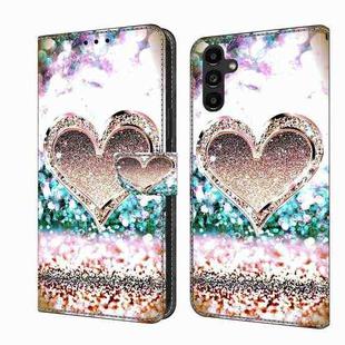 For Samsung Galaxy A14 4G / 5G Crystal 3D Shockproof Protective Leather Phone Case(Pink Diamond Heart)