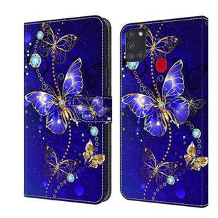 For Samsung Galaxy A21s Crystal 3D Shockproof Protective Leather Phone Case(Diamond Butterfly)