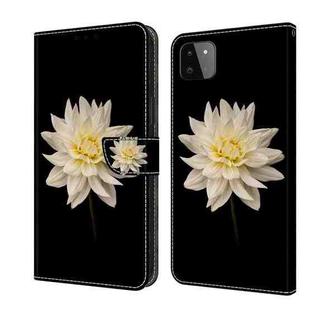 For Samsung Galaxy A22 5G Crystal 3D Shockproof Protective Leather Phone Case(White Flower)