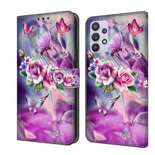 For Samsung Galaxy A32 5G Crystal 3D Shockproof Protective Leather Phone Case(Butterfly)