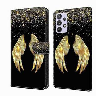 For Samsung Galaxy A32 5G Crystal 3D Shockproof Protective Leather Phone Case(Golden Wings)
