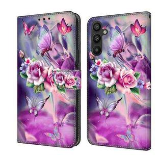 For Samsung Galaxy A34 5G Crystal 3D Shockproof Protective Leather Phone Case(Butterfly)