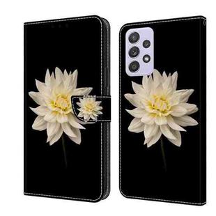 For Samsung Galaxy A52 / A52s 5G Crystal 3D Shockproof Protective Leather Phone Case(White Flower)
